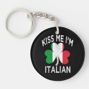 st patricks day kiss me im Italian Keychain