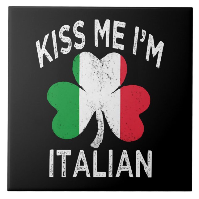 st patricks day kiss me im Italian Tile (Front)