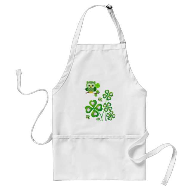 St. Patrick's Day Kitchen Apron Owl (Front)