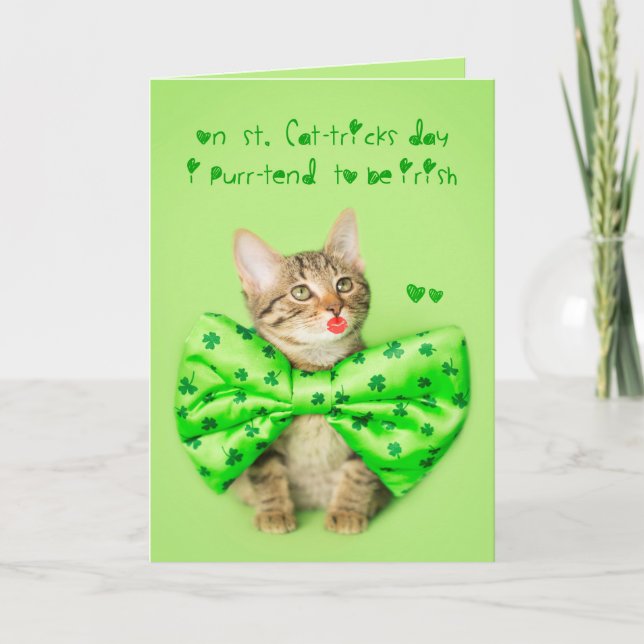 St. Patricks Day Kitten Kisses Card (Front)