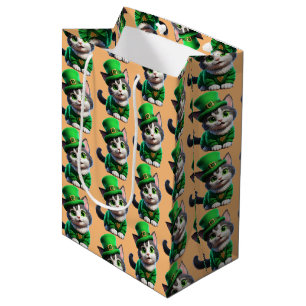 St. Patrick's Day Kitten Medium Gift Bag