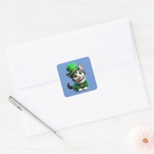 St. Patrick's Day Kitten Square Sticker