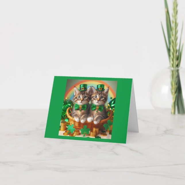 St. Patrick's Day Kittens Thank You Card (Front)