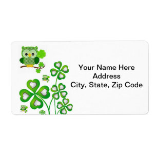 St. Patrick's Day Labels Owl