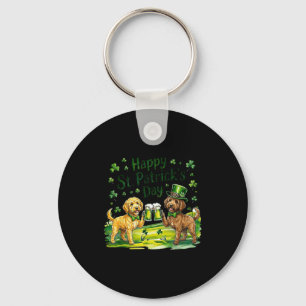 St patrick's day labradoodle dog keychain