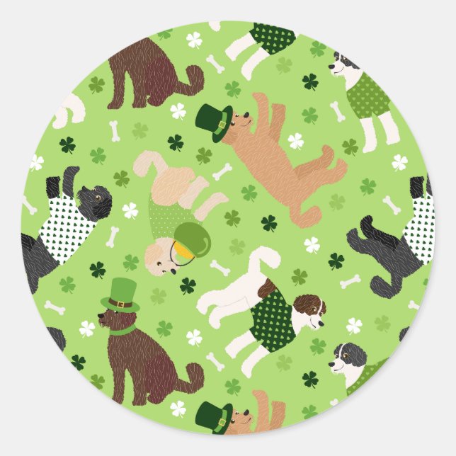 St. Patrick's Day Labradoodle / Goldendoodle Classic Round Sticker (Front)