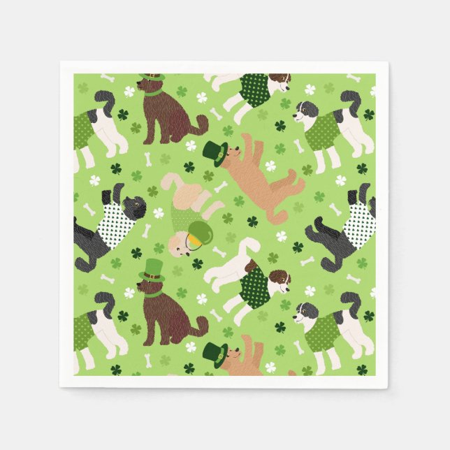 St. Patrick's Day Labradoodle / Goldendoodle Napkin (Front)