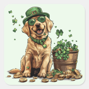 St. Patrick's Day Labrador Retriever Dog Square Sticker