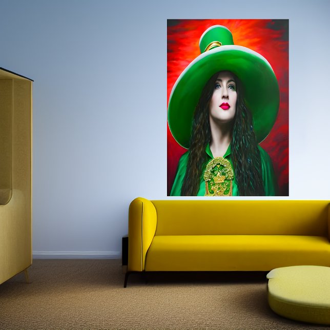St. Patrick's Day lady big green hat | AI Art   Poster (Creator Uploaded)