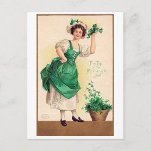 St. Patrick's Day Lady, Vintage Postcard