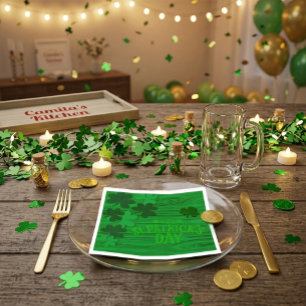 St. Patrick's Day Layered Shamrocks Personalized  Napkin