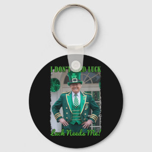 St Patricks Day Leaf Clover Trump Leprechaun Luck Keychain
