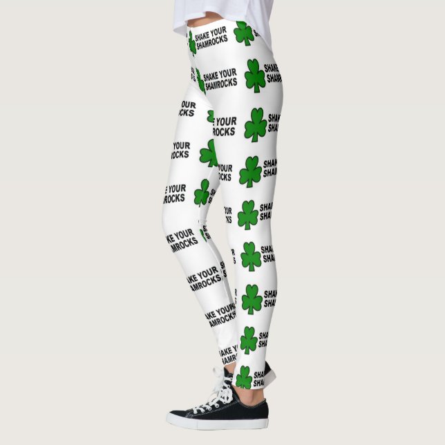 St Patricks Day Leggings Shake Your Shamrocks (Left)