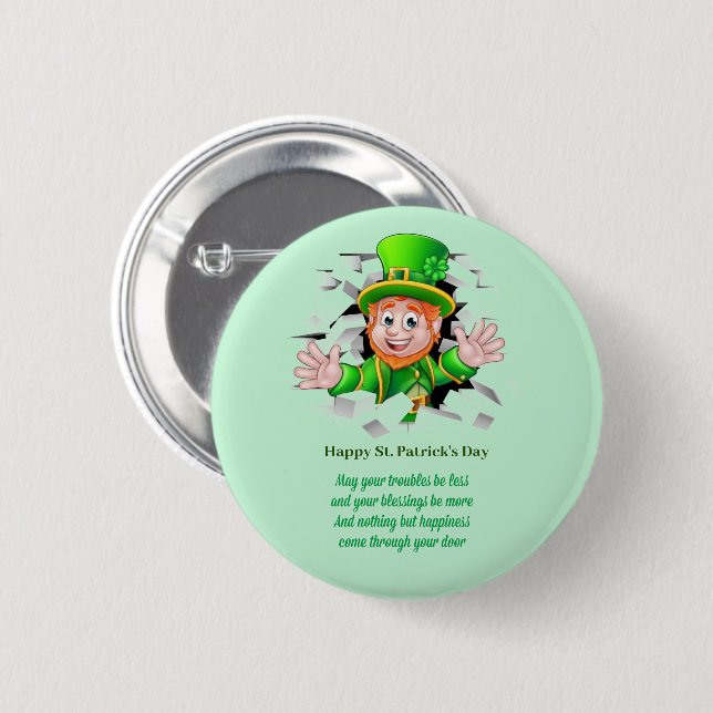 St. Patrick's day leprechaun 2 Inch Round Button (Front & Back)