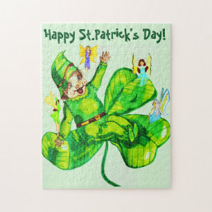 ST. PATRICK'S DAY LEPRECHAUN AND FARIES JIGSAW PUZZLE