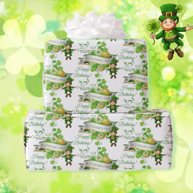 St. Patrick's Day Leprechaun Any Text Message Wrapping Paper (Creator Uploaded)