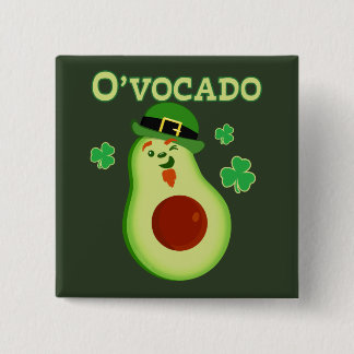 St Patrick's Day Leprechaun Avocado Pun 2 Inch Square Button