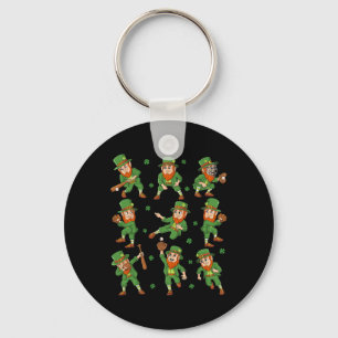 St Patricks Day Leprechaun Baseball Player Boys Gi Keychain