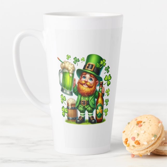 St. Patrick's Day Leprechaun Beer Design-65218 Latte Mug (In Situ)