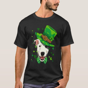 St Patrick's Day Leprechaun Bull Terrier Dog Shamr T-Shirt