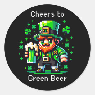St Patrick's Day Leprechaun Cheers to Green Beer Classic Round Sticker