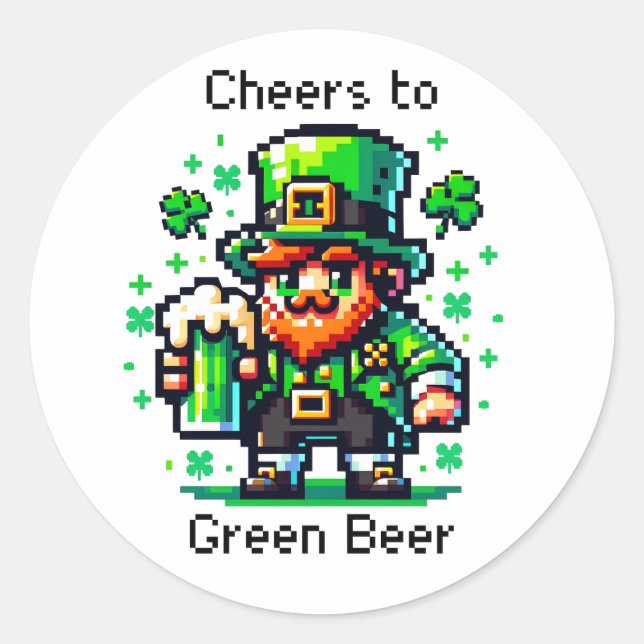 St Patrick's Day Leprechaun | Cheers to Green Beer Classic Round Sticker (Front)