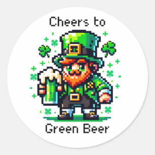 St Patrick's Day Leprechaun   Cheers to Green Beer Classic Round Sticker
