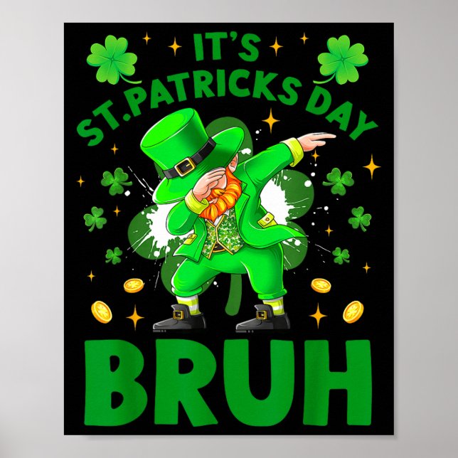 St patricks day leprechaun dabbing shamrock clover poster (Front)