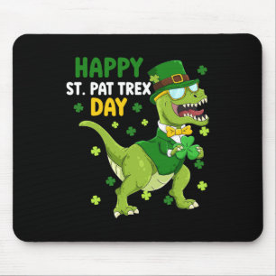 St Patricks Day Leprechaun Dinosaur Dino Happy St Mouse Pad