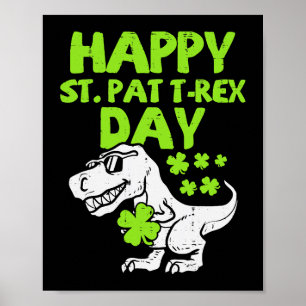 St Patricks Day Leprechaun Dinosaur Dino Happy St  Poster