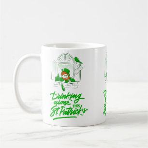 st patricks day leprechaun drinking alone coffee mug