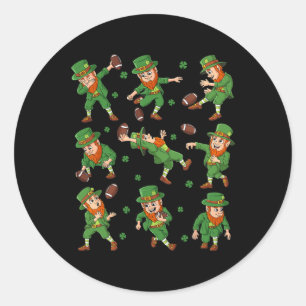 St Patricks Day Leprechaun Football Player Clover  Classic Round Sticker