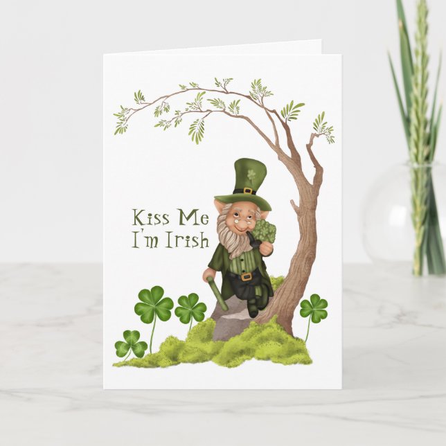 St. Patrick's Day Leprechaun Funny Greeting Card (Front)