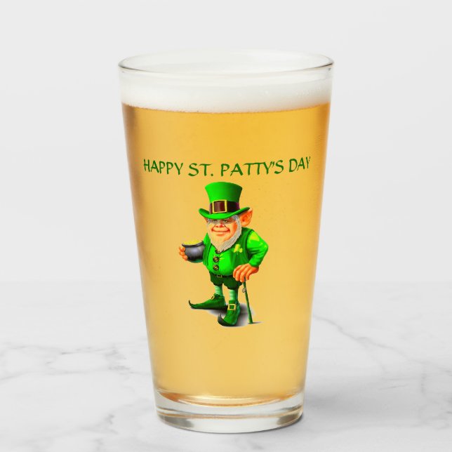 ST. PATRICK'S DAY LEPRECHAUN glass (Front Filled)