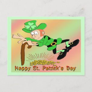 St Patrick's Day Leprechaun Gold Postcard