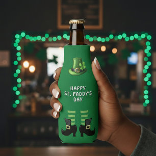St Patrick's Day Leprechaun Green Bottle Cooler