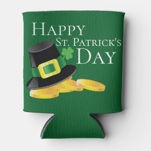 St. Patrick's Day Leprechaun Hat & Gold Coins Can Cooler