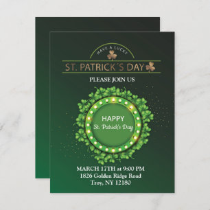 St. Patrick's Day Leprechaun Hat Shamrocks Irish Holiday Card