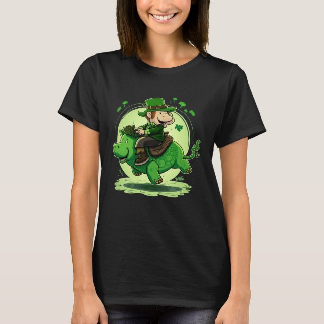 St Patricks Day Leprechaun Hippo Shamrock 1 T-Shirt (Front)
