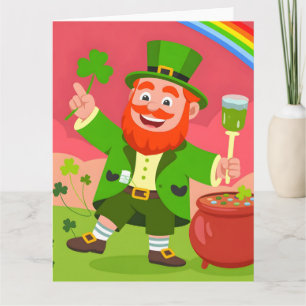 St. Patrick's Day Leprechaun Illustration  Card