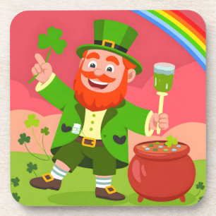 St. Patrick's Day Leprechaun Illustration Coaster