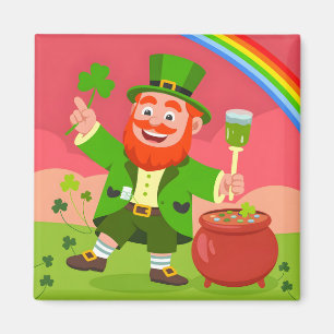 St. Patrick's Day Leprechaun Illustration Magnet