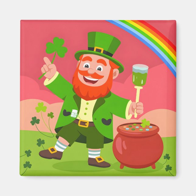 St. Patrick's Day Leprechaun Illustration  Magnet (Front)