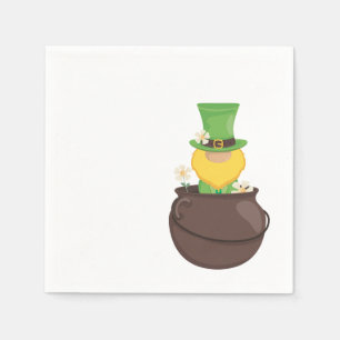 St. Patrick's Day Leprechaun in Pot of Gold Napkin