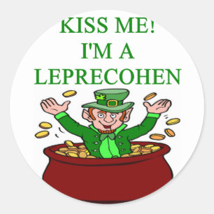 st patrick's day leprechaun jewish irish joke classic round sticker