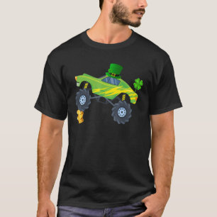 St Patricks Day Leprechaun Monster Truck Kids Boys T-Shirt