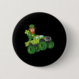 St Patricks Day Leprechaun Monster Truck Lucky Boy 2 Inch Round Button
