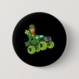 St Patricks Day Leprechaun Monster Truck Lucky Boy 2 Inch Round Button