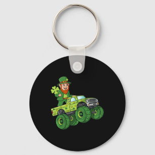 St Patricks Day Leprechaun Monster Truck Lucky Boy Keychain