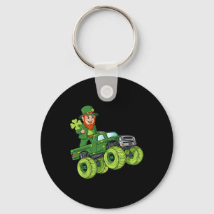 St Patricks Day Leprechaun Monster Truck Lucky Boy Keychain